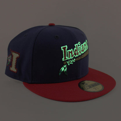 Kinston Indians Indians Patch New Era 59Fifty Fitted Hat (Navy Scarlet Red Green Under Brim)