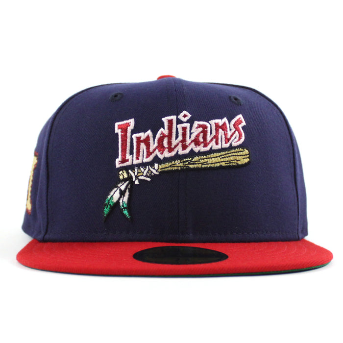 Kinston Indians Indians Patch New Era 59Fifty Fitted Hat (Navy Scarlet Red Green Under Brim)
