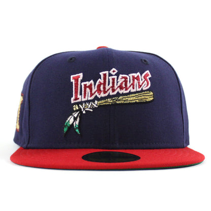 Kinston Indians Indians Patch New Era 59Fifty Fitted Hat (Navy Scarlet Red Green Under Brim)
