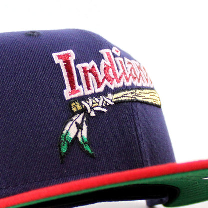 Kinston Indians Indians Patch New Era 59Fifty Fitted Hat (Navy Scarlet Red Green Under Brim)