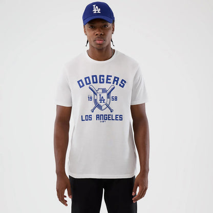 The Male model is wearing LA Dodgers MLB Back To School White T-Shirt 1