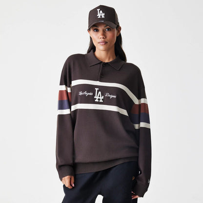 The Male model is wearing LA Dodgers MLB Knit Brown Rugby Shirt 4
