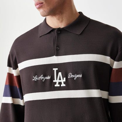 The Male model is wearing LA Dodgers MLB Knit Brown Rugby Shirt 5