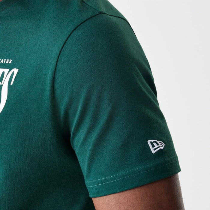 The Male model is wearing LA Dodgers MLB Script Graphic Dark Green T-Shirt 6