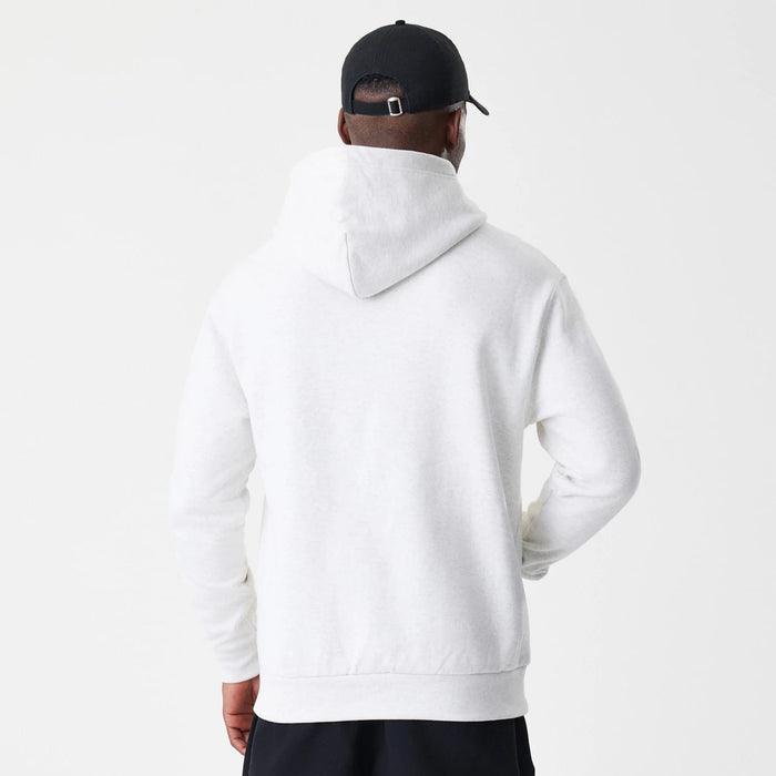 The Male model is wearing LA Dodgers MLB Script White Oversized Pullover Hoodie 2