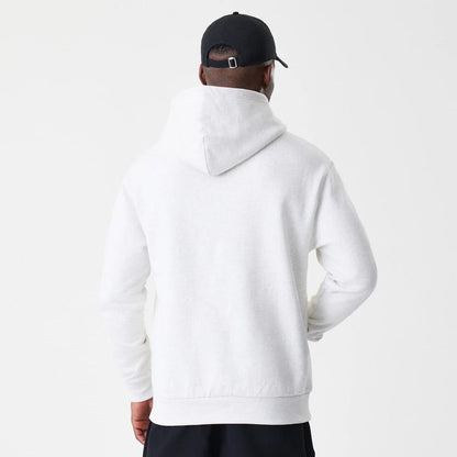The Male model is wearing LA Dodgers MLB Script White Oversized Pullover Hoodie 2