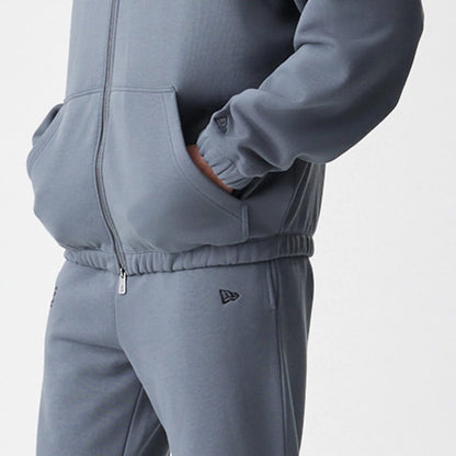 The Male model is wearing LA Lakers NBA Linear Dark Grey Oversized Full Zip Hoodie 7