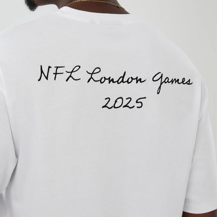 The Male model is wearing LA Rams NFL International Series Games 2025 White Premium T-Shirt 6