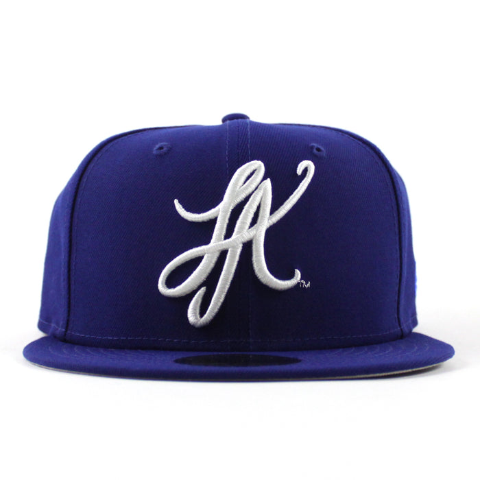LA Script New Era 59Fifty Hat (Dark Royal Blue GRAY UNDER BRIM)