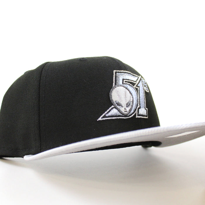 LAS VEGAS 51S New Era 59Fifty Fitted Hat (Black Metallic Silver Gray Under Brim)