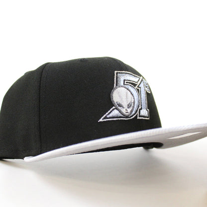 LAS VEGAS 51S New Era 59Fifty Fitted Hat (Black Metallic Silver Gray Under Brim)