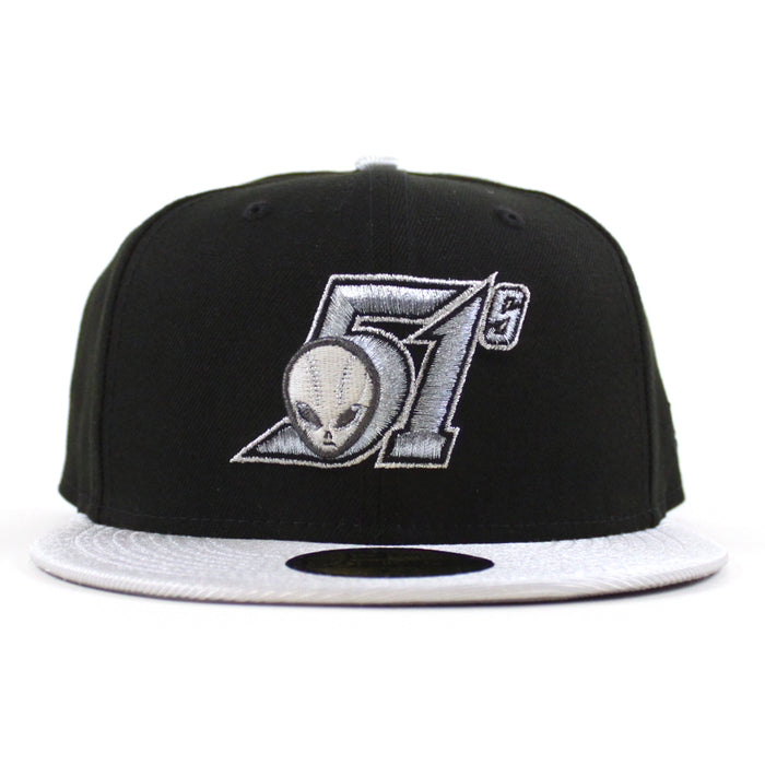LAS VEGAS 51S New Era 59Fifty Fitted Hat (Black Metallic Silver Gray Under Brim)