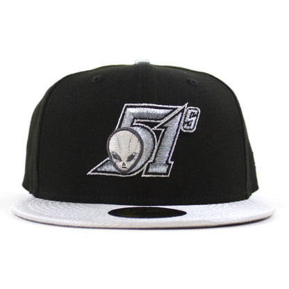 LAS VEGAS 51S New Era 59Fifty Fitted Hat (Black Metallic Silver Gray Under Brim)