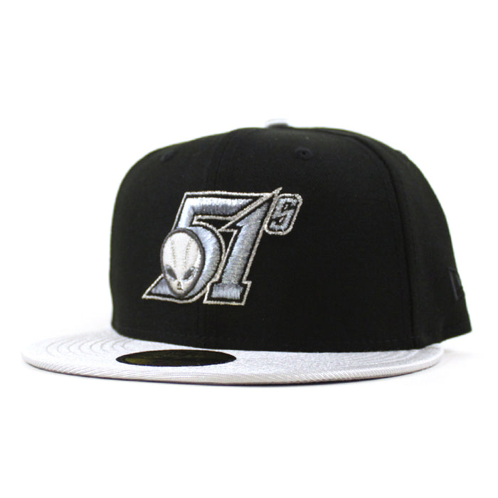 LAS VEGAS 51S New Era 59Fifty Fitted Hat (Black Metallic Silver Gray Under Brim)