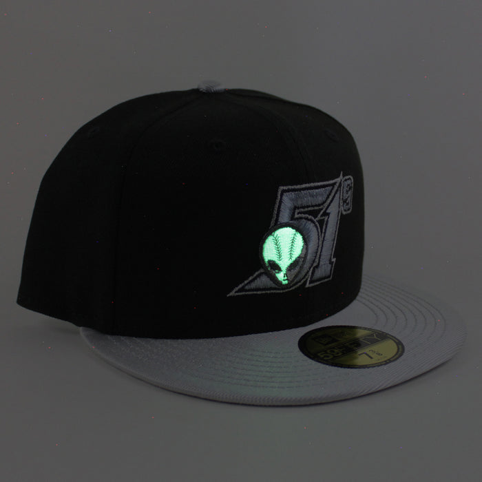LAS VEGAS 51S New Era 59Fifty Fitted Hat (Black Metallic Silver Gray Under Brim)