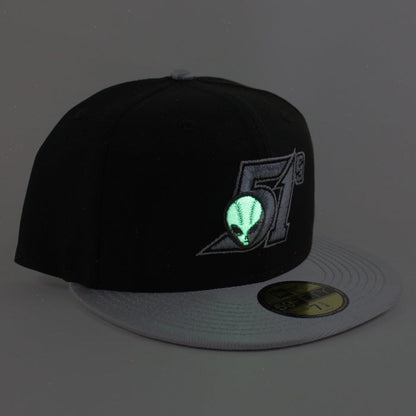 LAS VEGAS 51S New Era 59Fifty Fitted Hat (Black Metallic Silver Gray Under Brim)