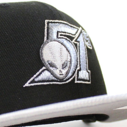 LAS VEGAS 51S New Era 59Fifty Fitted Hat (Black Metallic Silver Gray Under Brim)