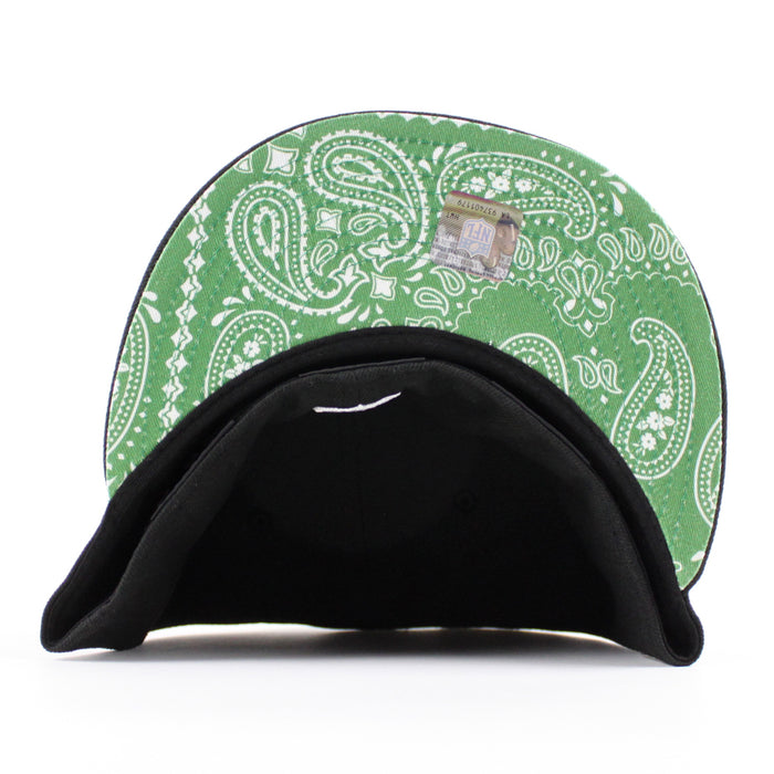 Las Vegas Raiders 50th Anniversary New Era 59Fifty Fitted Hat (Black Green Paisley Under Brim)
