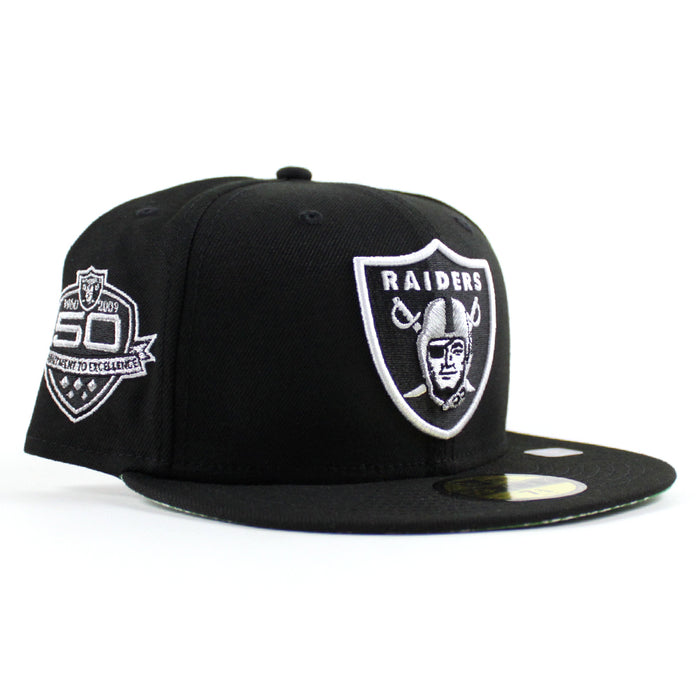 Las Vegas Raiders 50th Anniversary New Era 59Fifty Fitted Hat (Black Green Paisley Under Brim)