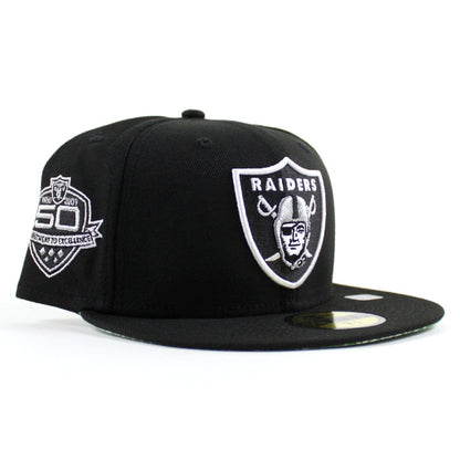 Las Vegas Raiders 50th Anniversary New Era 59Fifty Fitted Hat (Black Green Paisley Under Brim)