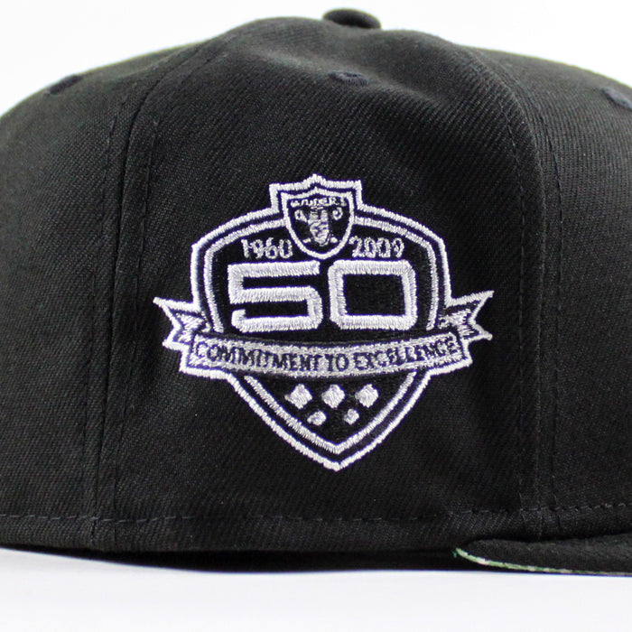 Las Vegas Raiders 50th Anniversary New Era 59Fifty Fitted Hat (Black Green Paisley Under Brim)