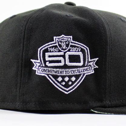 Las Vegas Raiders 50th Anniversary New Era 59Fifty Fitted Hat (Black Green Paisley Under Brim)