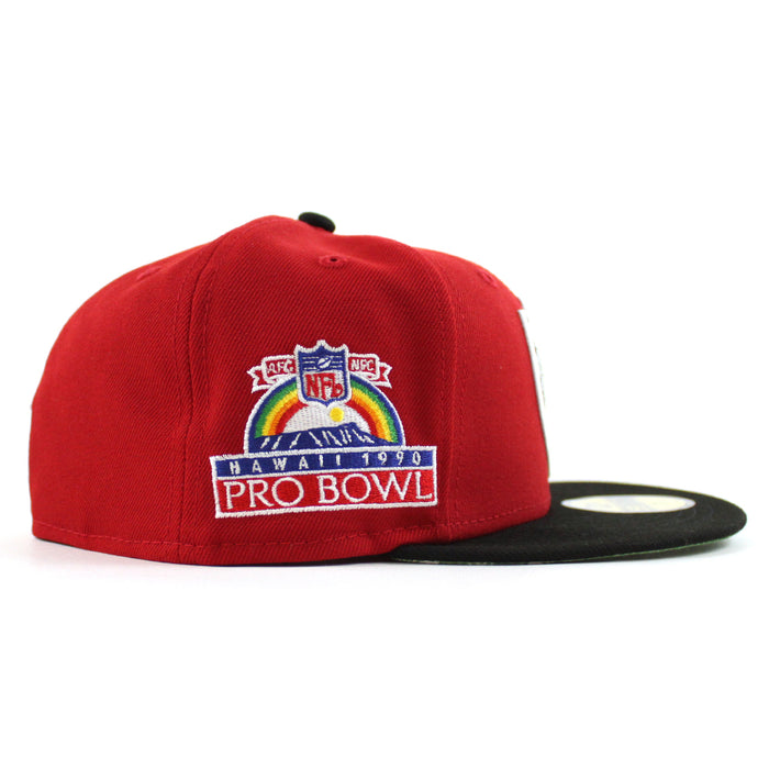 Las Vegas Raiders Pro Bowl New Era 59Fifty Fitted Hat (Scarlet Red Black Green Paisley Under Brim)
