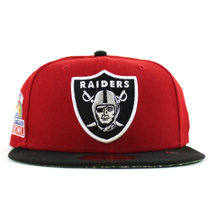Las Vegas Raiders Pro Bowl New Era 59Fifty Fitted Hat (Scarlet Red Black Green Paisley Under Brim)