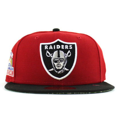 Las Vegas Raiders Pro Bowl New Era 59Fifty Fitted Hat (Scarlet Red Black Green Paisley Under Brim)