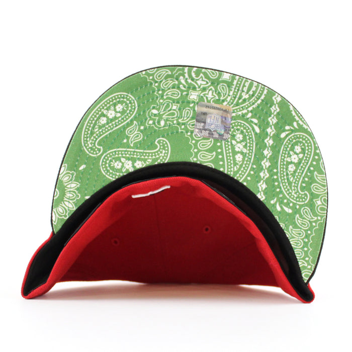 Las Vegas Raiders Pro Bowl New Era 59Fifty Fitted Hat (Scarlet Red Black Green Paisley Under Brim)