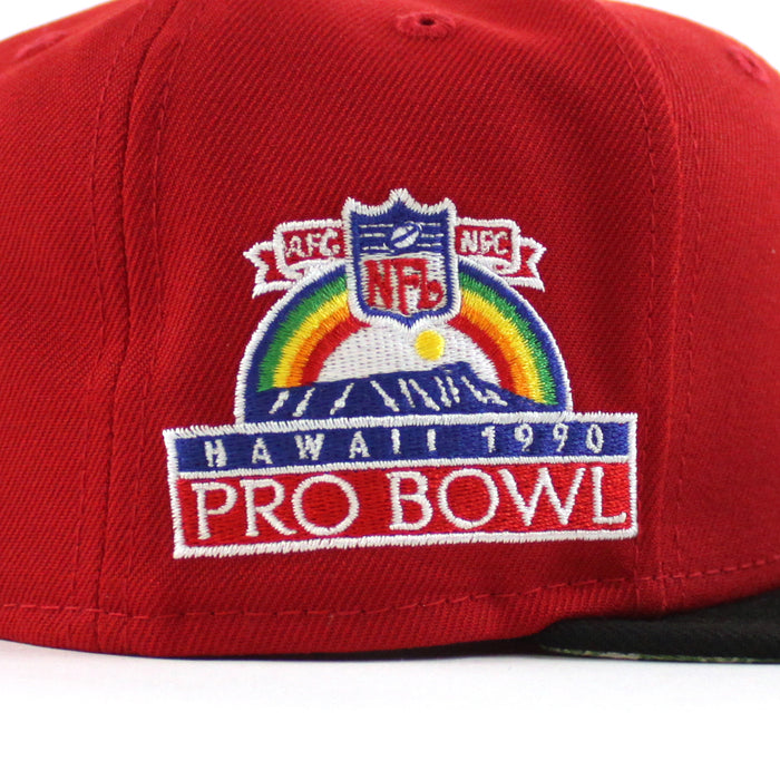 Las Vegas Raiders Pro Bowl New Era 59Fifty Fitted Hat (Scarlet Red Black Green Paisley Under Brim)