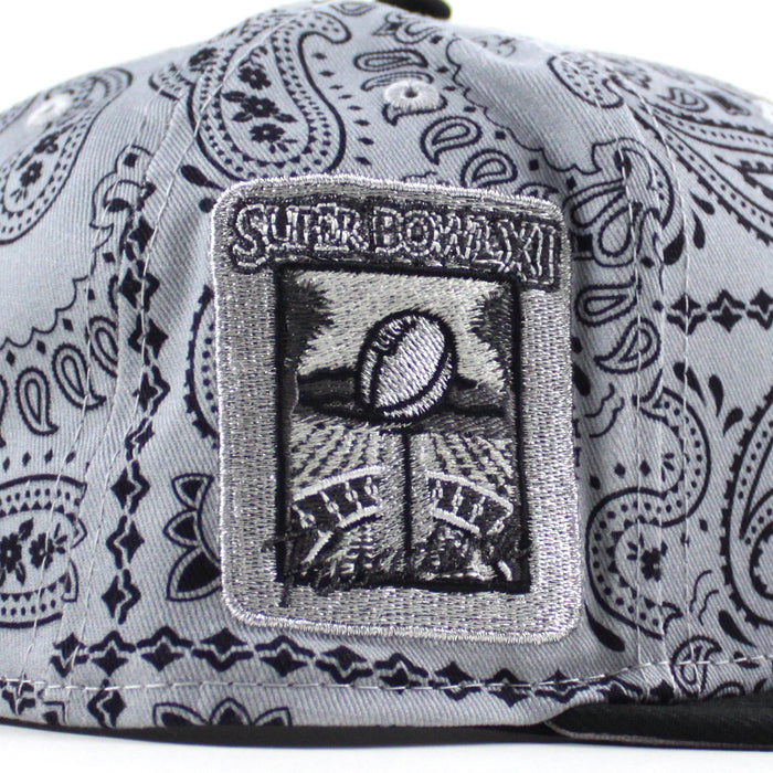 Las Vegas Raiders Super Bowl 50 New Era 59Fifty Fitted Hat (Paisley Gray Black Gray Under Brim)