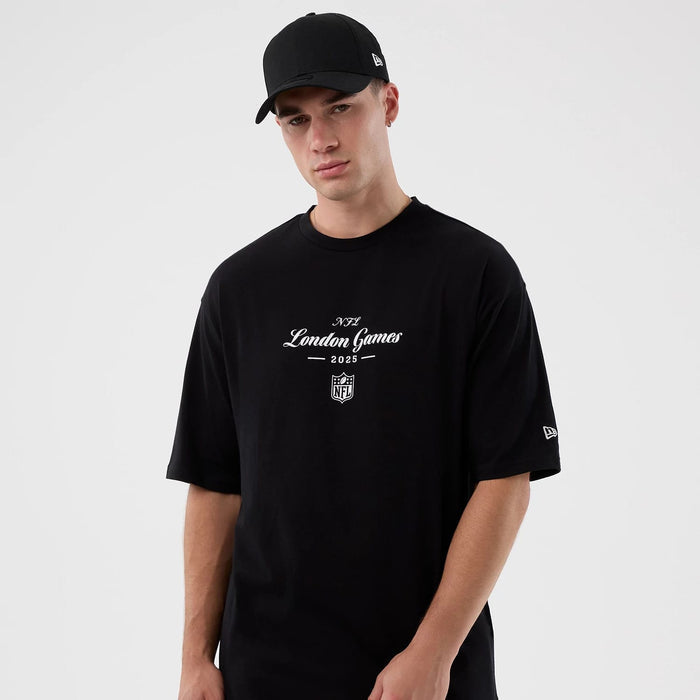 The Male model is wearing London Games NFL International Series Games Black Oversized T-Shirt 5