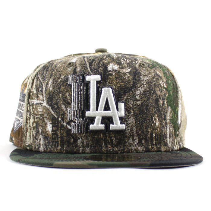 Los Angeles Dodgers 2020 World Champions New Era 59Fifty Fitted Hat (RealTree Camo Woodland Camo, Gray Under Brim)