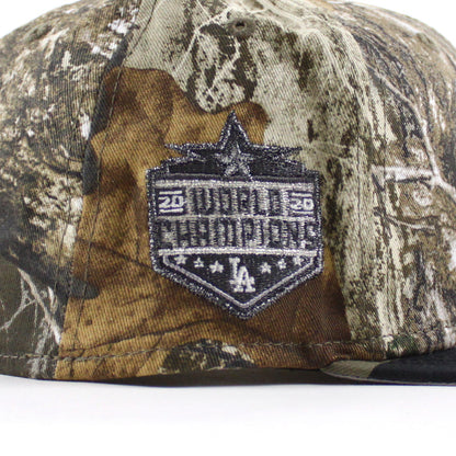 Los Angeles Dodgers 2020 World Champions New Era 59Fifty Fitted Hat (RealTree Camo Woodland Camo, Gray Under Brim)