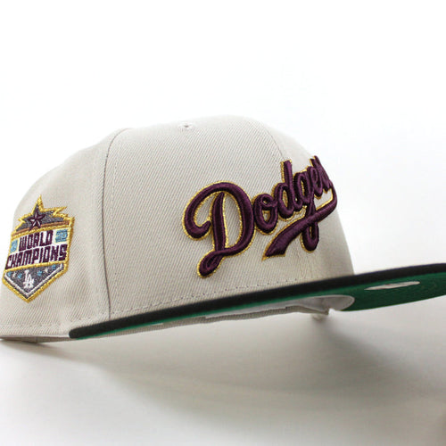 Los Angeles Dodgers 2020 World Champions New Era 59Fifty Fitted Hat (Stone Gray Black Green Under Brim)