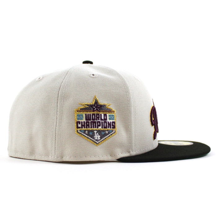 Los Angeles Dodgers 2020 World Champions New Era 59Fifty Fitted Hat (Stone Gray Black Green Under Brim)