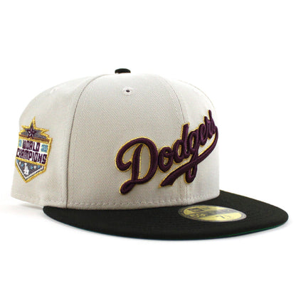 Los Angeles Dodgers 2020 World Champions New Era 59Fifty Fitted Hat (Stone Gray Black Green Under Brim)