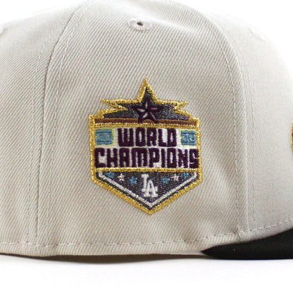 Los Angeles Dodgers 2020 World Champions New Era 59Fifty Fitted Hat (Stone Gray Black Green Under Brim)