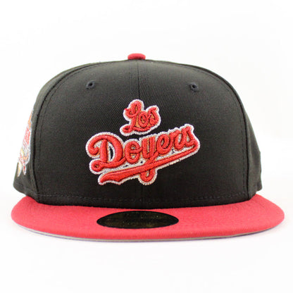Los Angeles Dodgers 40th Anniversary New Era 59Fifty Fitted Hat (Black Pinot Red Gray Under Brim)
