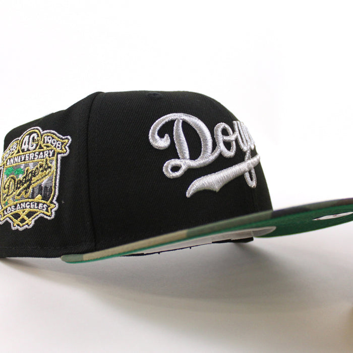 Los Angeles Dodgers 40th Anniversary New Era 59Fifty Fitted Hat (Black Woodland Camo Green Under Brim)