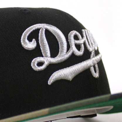 Los Angeles Dodgers 40th Anniversary New Era 59Fifty Fitted Hat (Black Woodland Camo Green Under Brim)