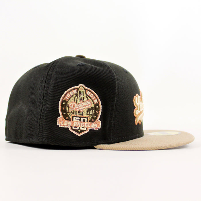 Los Angeles Dodgers 50 Years New Era 59Fifty Fitted Hat (Black Camel Gray Under Brim)