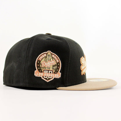 Los Angeles Dodgers 50 Years New Era 59Fifty Fitted Hat (Black Camel Gray Under Brim)