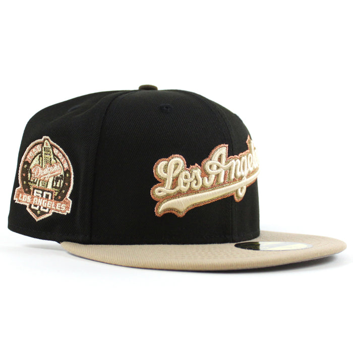 Los Angeles Dodgers 50 Years New Era 59Fifty Fitted Hat (Black Camel Gray Under Brim)