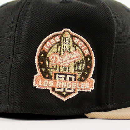 Los Angeles Dodgers 50 Years New Era 59Fifty Fitted Hat (Black Camel Gray Under Brim)