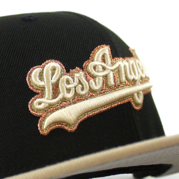 Los Angeles Dodgers 50 Years New Era 59Fifty Fitted Hat (Black Camel Gray Under Brim)