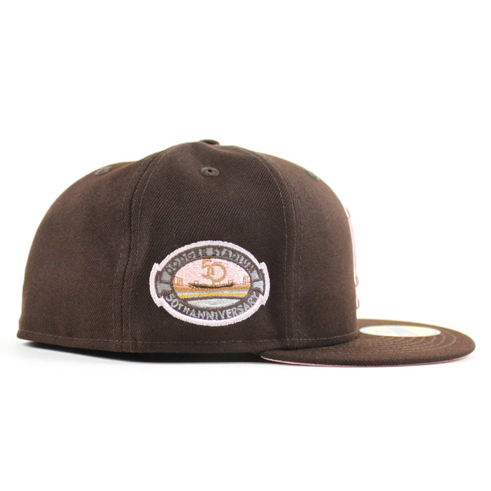 Los Angeles Dodgers 50th Anniversary DODGERS STADIUM New Era 59Fifty Fitted Hat (Burntwood Pink Under Brim)