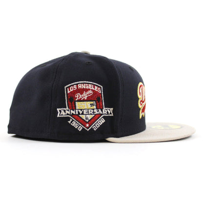 Los Angeles Dodgers 50th Anniversary DODGERS STADIUM New Era 59Fifty Fitted Hat (Navy Stone Gray Under Brim)