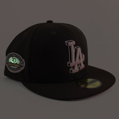 Los Angeles Dodgers 50th Anniversary DODGERS STADIUM New Era 59Fifty Fitted Hat (Burntwood Pink Under Brim)